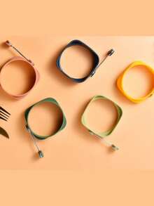 硅胶煎蛋圈，不粘煎蛋模具，硅胶松饼圈模具，煎出完美鸡蛋，耐热，适用于煎蛋、制作松饼、煎饼、早餐三明治、汉堡包。 - 彩色 - 查看 8