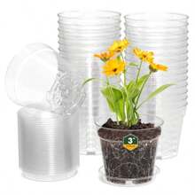 4 Inch Clear Nursery Pots 8 Pack Highly Transparent Plant Pots For Small Indoor Plants With Drainage Holes And Trays Plastic Seedling Starter Planters For Flowers - 3 inch 30 miếng - Xem 1