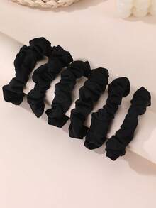 3pcs/6pcs Women's Minimalist Elegant Black Spiral Hair Scrunchies, Suitable For Casual Daily Wear - Black - View 3