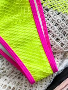 3件套优雅性感女士泳衣，休闲露背抽绳系带薄纱泳装，适合海滩、度假、生日派对、旅行 - 黃色 - 查看 5