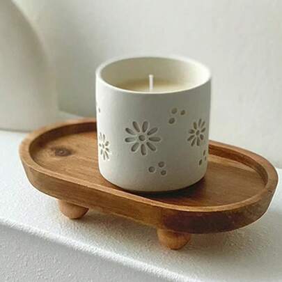 2pcs/1pc 7.8*4.65*1.69 Inch Wooden Tray, Aromatherapy Decor Key Holder Tray, Creative Dessert Plate, Entryway Organizer Tray, Wooden Candle Holder, Small Wooden Riser For Kitchen Counter