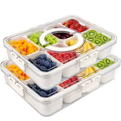 8 Bölmeli Atıştırmalık Kutusu, Kapaklı Taşınabilir Seyahat Şarküteri Tahtası, Buzdolabı Gıda Saklama Kutusu, Atıştırmalık Düzenleyici Mutfak Eşyaları Mutfak Aksesuarları Mutfak Aletleri