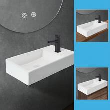 CBJKTX Vasque à poser ovale en céramique avec robinetterie, revêtement nano et effet lotus, blanche, petit meuble-lavabo, 41 x 33 x 14,5 cm, WC invités - Blanc - 40 cm - Gauche - Voir 5