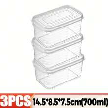 Caja para congelar carne para refrigerador, cajas de conservación de alimentos, contenedor de almacenamiento fresco de verduras con tapa, contenedor para verduras y verduras, 1/10 Uds. - 700 ml (3 unidades) - Ver 4