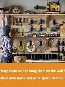 Cintas de nylon dobráveis para ferramentas, multiuso, com ganchos de alta resistência e capacidade para 22,7 kg (50 libras), ideais para organizar equipamentos em garagens e outros espaços de armazenamento. Suportes para ferramentas de garagem com mosquetões de nível industrial.