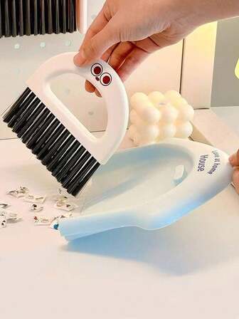 1 pieza Juego de mini escoba de escritorio, cepillo suave para limpieza de polvo en el escritorio estudiantil, pala para recoger basura y limpiar alféizares de ventanas