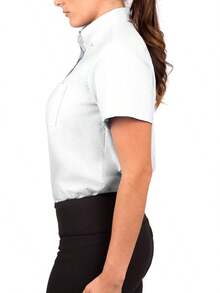Women's White Button Down Short Sleeve Oxford Shirt, Style - trắng - Xem 10