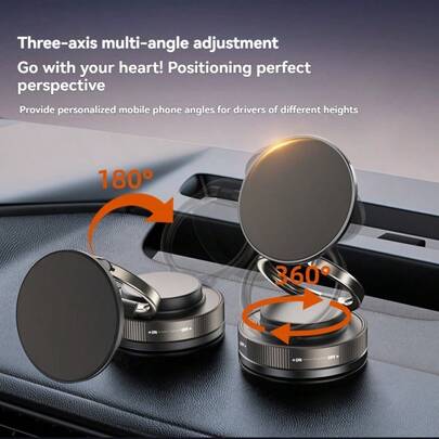 Magnetic Phone Holder Suitable For All Cars And Phones, With Vacuum Twist Lock Base, 360° Rotation, Stable Magnetic Holder For Car Navigation, Also Applicable For Kitchen, Living Room, Bathroom