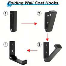 5pcs/1set Wall Mounted Aluminum Alloy Folding Hangers, Black Heavy-Duty Metal Hangers, Folding Hooks - Concealed Wall Mounted Clothing Hooks With Screws, Modern Design That Saves Space, No Need For Drilling, Easy To Install, Suitable For Bathrooms, Kitchens