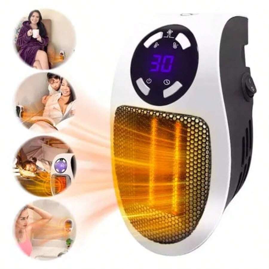 Calentador eléctrico de pared con control remoto, termostato programable y pantalla LED, unidad de calefacción práctica y moderna, programación fácil, temperatura regulable, ideal para habitaciones y oficinas pequeñas. - Multicolor - Ver 1