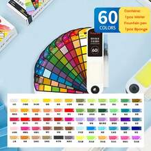 18/24/42/60色固体水彩颜料套装，可折叠旅行水彩颜料，含水彩笔，专用扇形绘画工具
