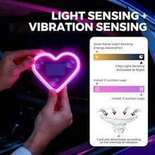 Colorful Heart Shape One Piece Car LED Window Light - Romantic Neon Decorative Lights, Gradient Light Effects, With USB, For Car Ambience, Halloween Christmas Party Neon Lights(Pink,1pcs) - Pink/2pcs - 查看 3