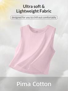 baleaf 女士匹马棉露脐背心肌肉背心无袖运动上衣跑步运动衫 - 粉色 - 查看 1