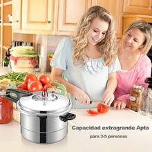 7L Olla de Presión Express de Aluminio 7 Litros de Ollas Sopa Carnes con 8 Sistemas de Antiadherente Vaporera Electrodoméstico de Cocina Compatible Estufa De Gas más para Cocina - Plateado - Ver 12