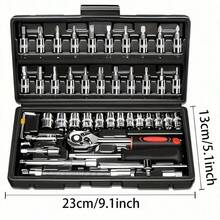 A Set Of 46 Pieces Car Repair Tool Kit, 1/4 Inch Drive Socket Ratchet Wrench Set, Combination Tool Kit, Bicycle Car Repair Tools - Ideal Gift And Perfect New Year Gift(Some Parts Are Random In Color)