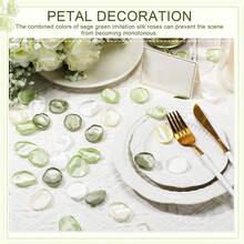 50/100/300/500/1000片丝绸玫瑰花瓣，人造花瓣，适用于婚礼花篮、走道装饰、餐桌中心摆件、派对、新娘送礼会、浪漫之夜（鼠尾草绿）