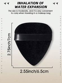 Set Spons Makeup Beludru Hitam 3 Buah, Spons Bedak Segitiga Besar Berbulu dengan Tali, Spons Makeup Wajah Profesional, Cocok untuk Alas Bedak dan Perona Pipi, Mudah Digunakan, Portabel, Terjangkau, Alat Makeup. - Hitam - View 9