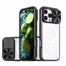 New Magnetic Sliding Camera Cover Protection (17pro/17promax/Air Without Push Window) Excellent Protective Phone Case Compatible With Apple--Redmi-Moto... - Black - View 1