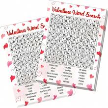 Valentine's Day Party, Adult Valentine's Day Party Games, Suitable For Families, Offices, Large Groups, Valentine's Day Word Search Game, Valentine's Day Party Game Cards (With Answers), Party Favors (Word Search) - Multicolor - View 1