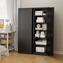 67 Inch High Metal Storage Cabinet With Lock Snack Storage Cabinet, Suitable For Tool Filing Cabinets In Bedrooms, Gyms, Home Offices, Entrances, And Corridors - 黑色 - 查看 2