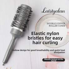 1pc Large Curling Hair Brush + 1pc Cleaning Tool, Electroplated Craftsmanship, Classic Style, Suitable As Gift For Friends Or Family, Paired With Hair Dryer For Salon Use