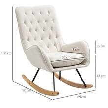 HOMCOM Relaxation Chair With Wooden Legs And Metal Frame, Cream White Linen, 69 X 90 X 100 Cm For Cozy Relaxation On Site