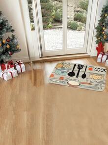 Flannel Kitchen Mat - Non-Slip High Quality Washable Floral Pattern 100% Polyester Mat, Suitable For Home Office And Living Room Floors, Comfortable Non-Slip Backing, Kitchen Living Room Floor Mat - Multicolor - View 2