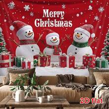 1pc Of Oversized Christmas Snowman Patterned Printed Tapestry, Large-Sized Decorative Hanging Cloth, Home Decoration, Holiday Gift Party Decoration, Live Broadcast Background Cloth, Living Room Hotel Use With Installation Bag
