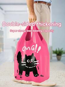 50个加厚艾草香味垃圾袋，背心式便携家用垃圾袋，可爱红猫图案，大号厨房厨余垃圾袋，经济实用清洁袋。（图案颜色随机发货。）