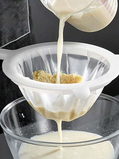 Passoire alimentaire, passoire alimentaire à double poignée - passoire en maille de nylon fine, convenant au lait de soja, au café et aux jus. Un accessoire de cuisine essentiel, un outil de cuisine indispensable, un cadeau idéal pour les cuisiniers à domicile, un assistant de rangement de cuisine gain de place, et un choix de cadeau de cuisine de Noël.