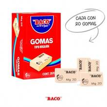 Baco Goma Migajón MG-20 - Caja con 20 Gomas de Borrar No Tóxico Libre de PVC Evita Rupturas y Maltratos - Piel - Ver 5