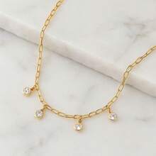 18k Gold Plated Choker With Stud Design – Delicate And Elegant Short Necklace For Women - 金色 - 查看 5