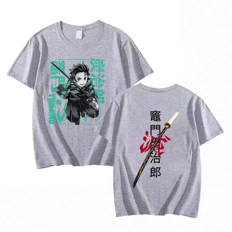 Printed T-Shirts Anime Graphic T Shirt Women Men Casual Tops Cool Summer High Quality Cotton Short Sleeve Tshirt-- | Exquisite Design |   Loose And Comfortable |   Easy To Match | - Xám - Xem 1