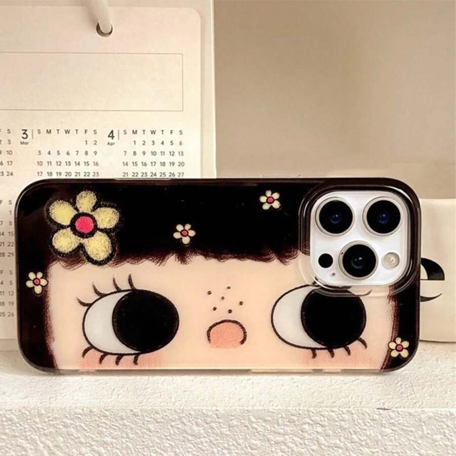 Cute Big Eyes Cartoon Girls Phone Case For IPhone16 15 14 13/Pro/Promax Ins Popular Internet Celebrity Phone Case Drop-Resistant.Christmas Accessories.Compatible With IPhone17ProMax - Style 2 - View 1