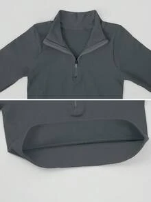 NcmRyu 1pc Women's Fitted Seamless Mock Neck Half Zip Thumb Hole Ribbed Long Sleeve Activewear Sweatshirt