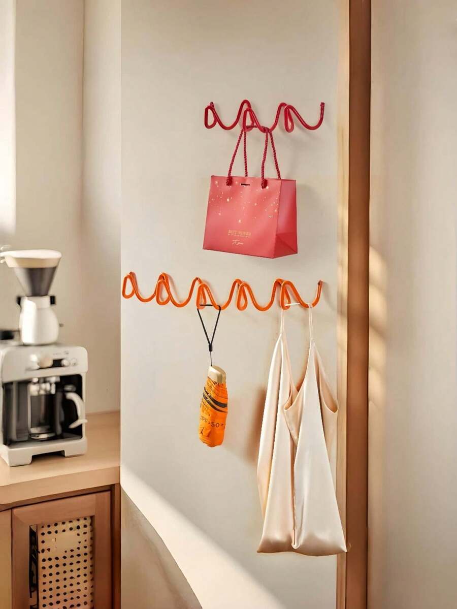 Coat Rack Wall Mount, Creative Wave Wall Hooks 20KG Capacity, Easy Installation, Multi-Purpose Hooks For Coat, Hat, Bag, Umbrella