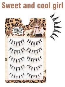 MENGJIESHANGPIN 5 Pairs Christmas Cosplay K-Pop/J-Pop Inspired Dramatic Eyelashes, Black Cartoon Style Lashes - Spiky Manga Lashes - View 2