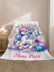 A Personalized Unicorn Flannel Blanket With Your Name On It - Soft, Warm, And Comfortable, Perfect For Sofas, Beds, And Picnics - The Perfect Gift For All Seasons. - Multicolor - View 4