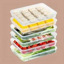3pcs Leak-Proof Storage Containers With Lids, Hand Washable, Suitable For Dumplings, Pasta, Meat, And Vegetables - Refrigerator Freezer , Airtight, And Leak-Proof Container For Long-Term Preservation - Multicolor - View 6