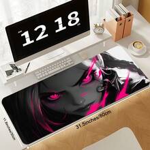 1个动漫眼睛游戏鼠标垫，大号桌面垫，粉色加长键盘鼠标垫，游戏鼠标垫，带防滑底座和缝边，适用于办公桌、家庭办公室。 - 彩色 - 查看 8