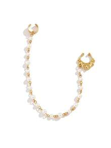 1pc Sweet Cool Punk  Metal Material Rhinestone Tassel Chain Shaped Earring & Nose Clip, Suitable For Women For Stage Performance, Daily Wear, Party - Tassel Earrings and Nose Clip - View 7