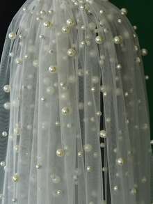 1 paire de châle voilé perlé fait main, cape/châle de mariée, long châle pour occasions formelles pour couvrir les bras - Châle de perles - Voir 9