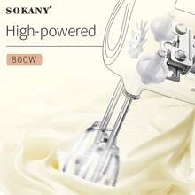 SOKANY 6621 多功能手持搅拌器,电动打蛋器。800W 大功率 | 二合一设计,双打蛋器 | 耐热不锈钢材质 | 5档速度调节。适用于快速打发奶油和蛋白,以及揉面。厨房必备工具和烘焙用具。 - 日規A型插(100V) - 查看 6