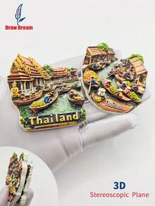 1 szt. 3D tłoczony magnes na lodówkę z motywem Tajlandii, kreatywna dekoracyjna naklejka magnetyczna, wyjątkowa pamiątka z podróży, kreatywny wystrój domu, pamiątkowy prezent kolekcjonerski z podróży