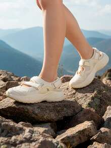 CAMEL CROWN 女士运动鞋凉鞋女款2024夏季户外轻便软底魔术贴鞋 - 米色 - 查看 3