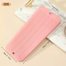 1pc 2-In-1 Hanging Heat Resistant Pad & Cosmetic Storage Bag - Silicone-Lined Hair Straightener Travel Bag, High-Temperature Resistant (Up To 230℃) Silicone Pad Protects Surfaces & Stores Hot Tools, Multiple Pockets (Main Compartment + Mesh Slots) - Multicolor - View 14