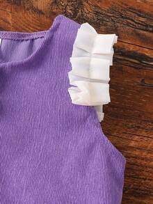 3 Stücke/Set Mädchen Langarm T-Shirt in Unifarbe, Strickjacke mit Blumenmuster und Hose, Frühling/Herbst