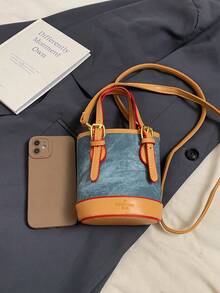 Mini Dual-Strap Bucket Bag, Crossbody Bag, Handbag, Mini Makeup Bucket, Storage Bag. Super Mini Bag, Mainly Used For Hanging Decorations, Relatively Small Capacity - A - View 20