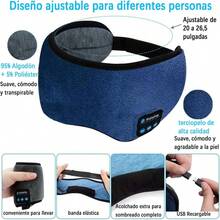 Antifaz para Dormir con Auriculares Inalámbricos Bluetooth 5.0 Máscara Ojos con Música Diadema Ajustable Altavoces Incorporados Micrófono para Viajes Aéreos y para Dormir Azul - Azul - Ver 6