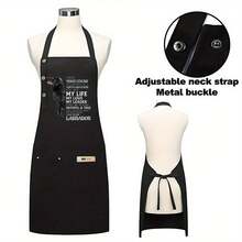 1 Black Chef Apron - Breathable Polyester Fiber Cooking Apron, Easy-To-Clean Surface, Suitable For Home Kitchens, Restaurants, And Catering Services - Ideal Choice For Professional Chefs And Home Cooks, Modern Kitchen Attire, Durable Construction, A Must-Have For Cooking Enthusiasts - AZX0001 - Xem 7